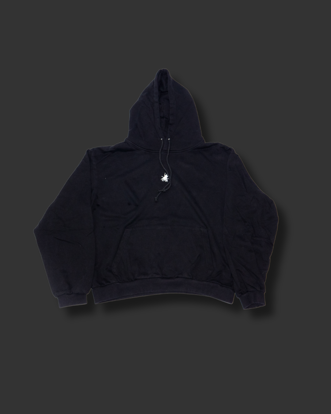 fly embroidery hood - black